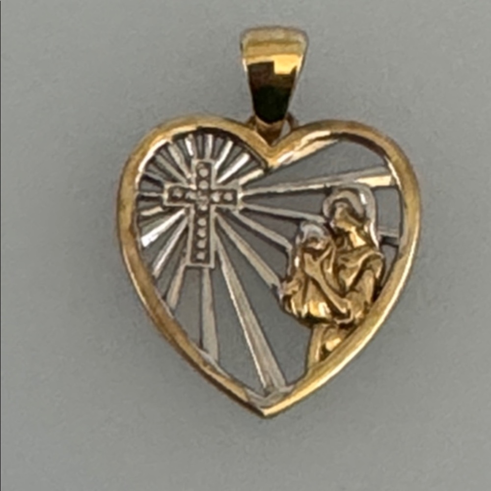 10k Diamond real solid gold the madonna pendant